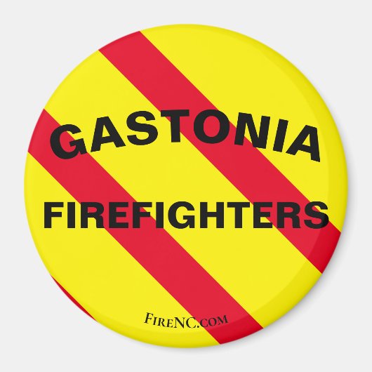 Gastonia Firefighters Red/Yellow/Black Curve Magneet (Voorkant)
