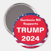 Gastonia NC ondersteunt TRUMP 2024 Patriottische m Magneet (Voorkant / Achterkant)