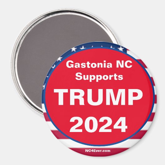 Gastonia NC ondersteunt TRUMP 2024 Patriottische m Magneet (Voorkant / Achterkant)