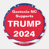 Gastonia NC ondersteunt TRUMP 2024 Patriottische m Magneet (Voorkant)