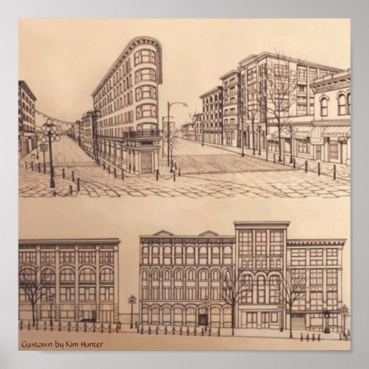 Gastown Vancouver Poster Souvenir door Kim Hunter (Voorkant)