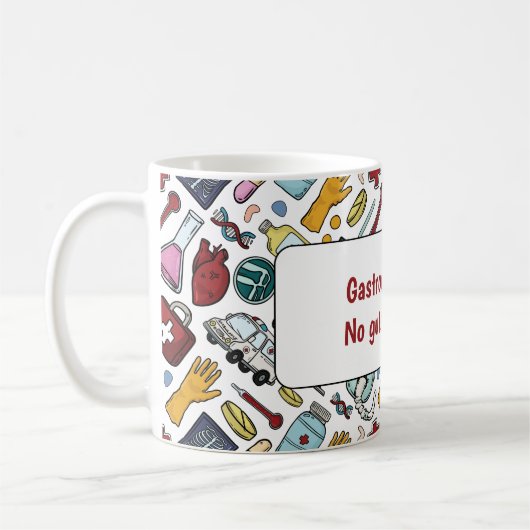 Gastro-enterologie medische woordspeling arts patr koffiemok (Links)