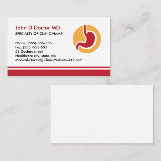 Gastro-enteroloog gastroentology visitekaartje (Voorkant / Achterkant)