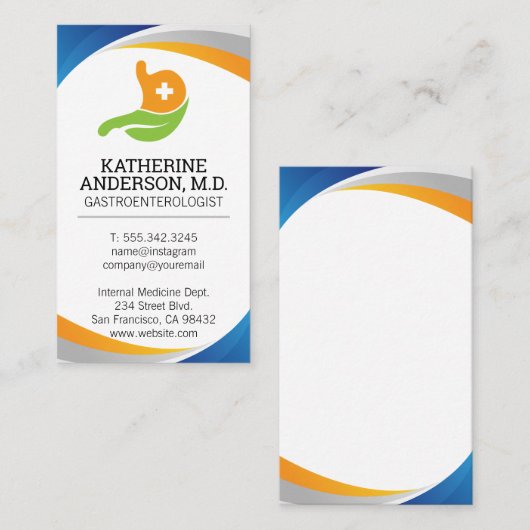 Gastro-enteroloog Logo | Inwendige geneeskunde Visitekaartje (Voorkant / Achterkant)