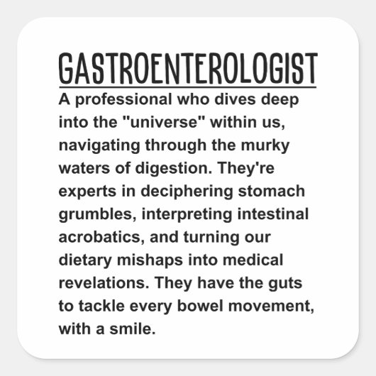 Gastro-enteroloog Vierkante Sticker (Voorkant)