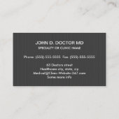 Gastro- of gastroloog, donkergrijs professioneel visitekaartje (Achterkant)