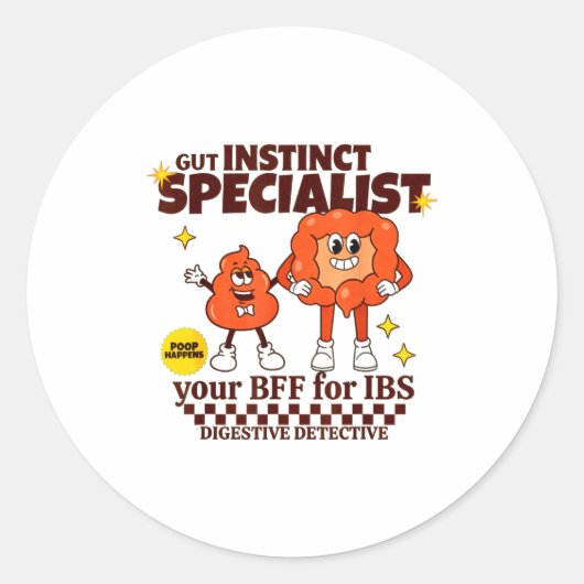 Gastroenterologist Retro Intestine Gift Ibs Gi Nur Ronde Sticker (Voorkant)