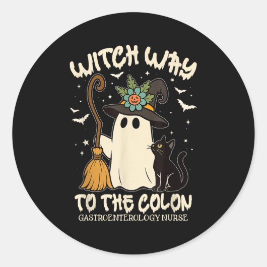 Gastroenterology Nurse Halloween Endo Nurse Ghost Ronde Sticker (Voorkant)