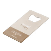 Gastronomische catering creditkaart flessenopener (Voorkant Gekanteld)