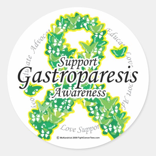 Gastroparese Butterfly Ribbon Ronde Sticker (Voorkant)