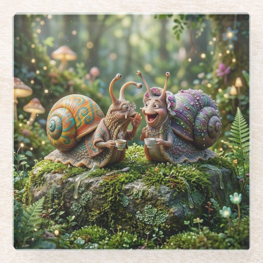 Gastropod Geroddel Glazen Onderzetter (Voorkant)