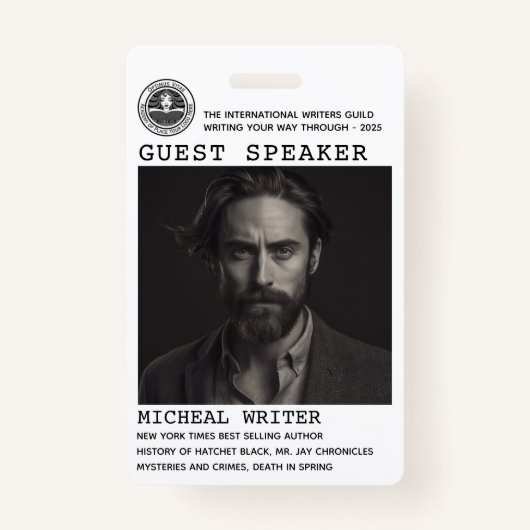 Gastspreker Auteur Event Logo QR Code Foto-ID Badge (Voorkant)