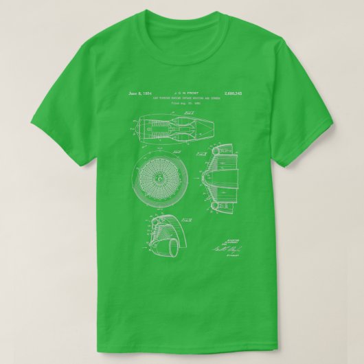 Gasturbinemotor 1954, patentwit t-shirt (Design voorkant)