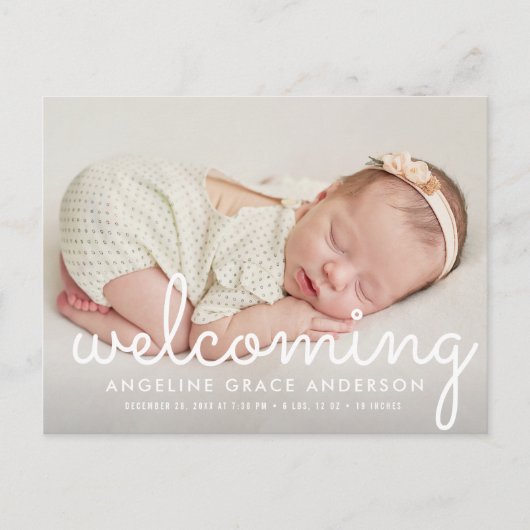 gastvrij | Leuk script baby aankondiging briefkaar Briefkaart (Voorkant)