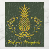 Gastvrijheid Ananas Goud Verweerde Verf Wijn Etiket (Enkel label)
