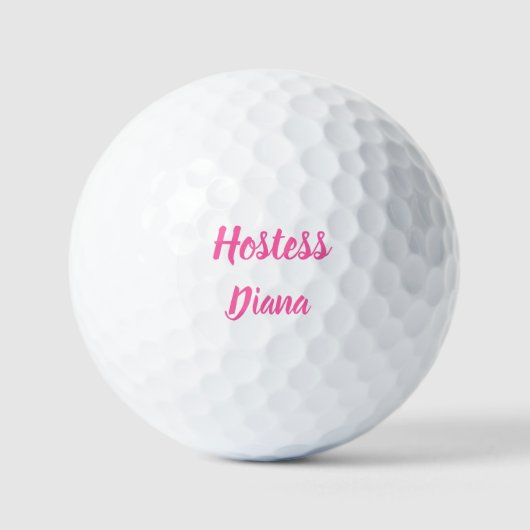 Gastvrouw Roze Douane Naam Cadeaus Bruiloft Golfballen (Voorkant)