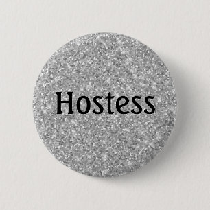 Gastvrouw Zilver Glitter Bruidsfeest Cadeaus Bruil Ronde Button 5,7 Cm