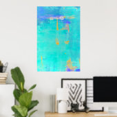 "Gastweg" Turquoise en Oranje Abstracte kunst Poster (Thuiskantoor)