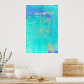 "Gastweg" Turquoise en Oranje Abstracte kunst Poster (Keuken)