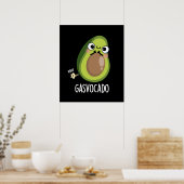 Gasvocado Grappig Scheten Avocado Pun Donker BG Poster (Keuken)
