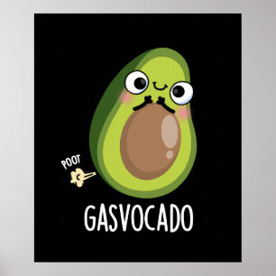 Gasvocado Grappig Scheten Avocado Pun Donker BG Poster
