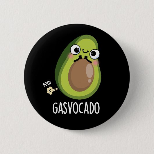 Gasvocado Grappig Scheten Avocado Pun Donker BG Ronde Button 5,7 Cm (Voorkant)