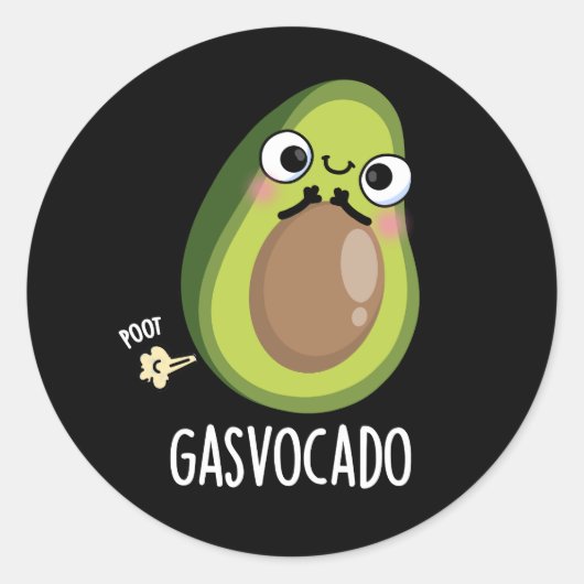 Gasvocado Grappig Scheten Avocado Pun Donker BG Ronde Sticker (Voorkant)