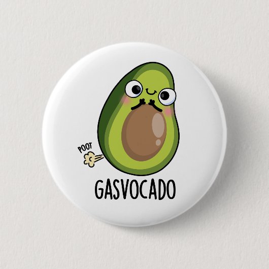 Gasvocado Grappig Scheten Avocado Pun Ronde Button 5,7 Cm (Voorkant)