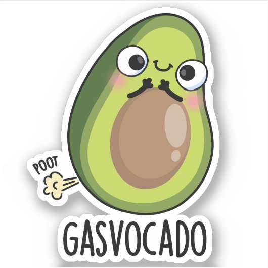 Gasvocado Grappig Scheten Avocado Pun Sticker (Voorkant)