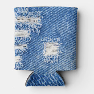 Gat, denim jeans, gescheurde textuur blikjeskoeler