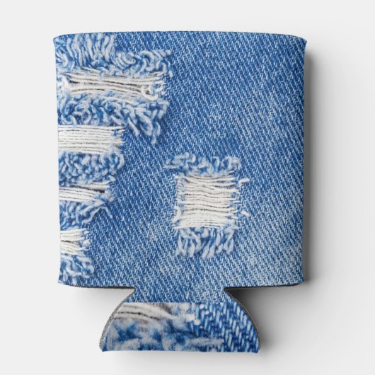 Gat, denim jeans, gescheurde textuur blikjeskoeler (Achterkant)