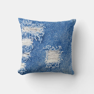Gat, denim jeans, gescheurde textuur kussen