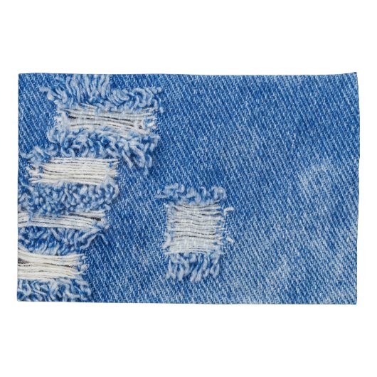 Gat, denim jeans, gescheurde textuur kussensloop (Achterkant)