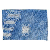 Gat, denim jeans, gescheurde textuur kussensloop (Voorkant)