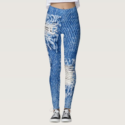 Gat, denim jeans, gescheurde textuur leggings (Voorkant)