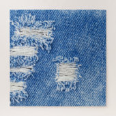 Gat, denim jeans, gescheurde textuur legpuzzel (Verticaal)