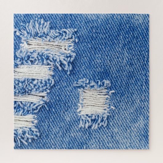 Gat, denim jeans, gescheurde textuur legpuzzel (Verticaal)