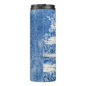 Gat, denim jeans, gescheurde textuur thermosbeker (Achterkant)