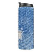 Gat, denim jeans, gescheurde textuur thermosbeker (Geroteerd rechts)