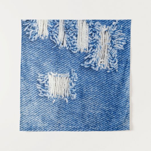 Gat, denim jeans, gescheurde textuur wandkleed (Voorkant (horizontaal))