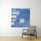 Gat, denim jeans, gescheurde textuur wandkleed (In situ)