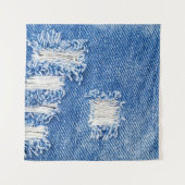Gat, denim jeans, gescheurde textuur wandkleed (Voorkant)