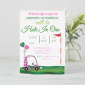 Gat en één golf 1e verjaardag Par-t-shirt Uitnodig Kaart (Staand voorkant)