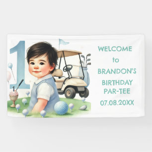 Gat in een 1e verjaardag Boy Golf Par-t-shirt Spandoek