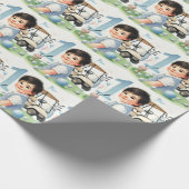 Gat in een 1e verjaardag Golf Boy Waterverf Cadeaupapier (Hoek)