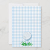 Gat in een blauwe gingham golf 1e verjaardagsfeest kaart (Achterkant)