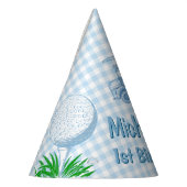 Gat in een blauwe gingham golf partij monogrammed feesthoedjes (Links)