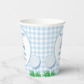 Gat in een blauwe gingham golf partij monogrammed papieren bekers (Rechts)