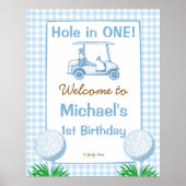 Gat in een blauwe golf 1e verjaardag welkomstbord poster (Voorkant)