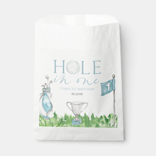 Gat in een blauwe golf 1e verjaardagsfeest bedankzakje (Voorkant)